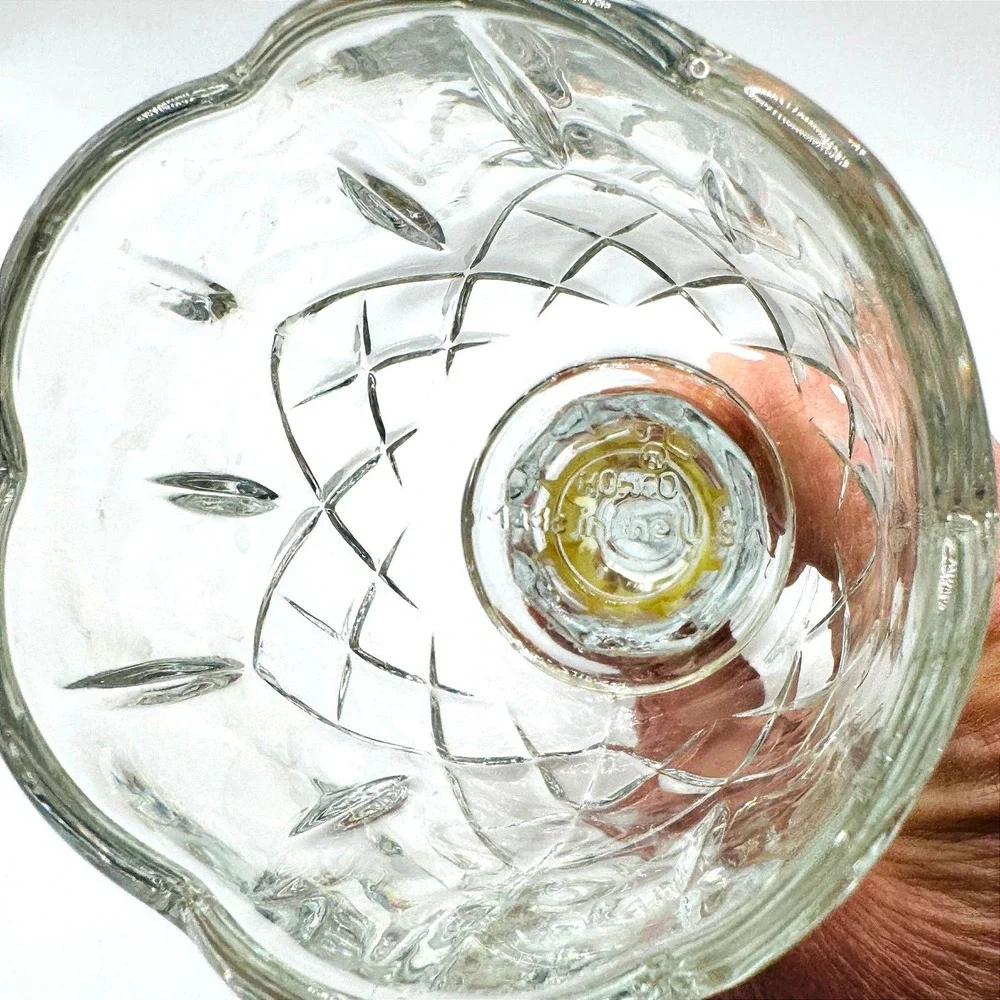 Vintage HOMCO Clear Glass Hurricane Candle Holder Pedestal Candlestick‎ Scallop